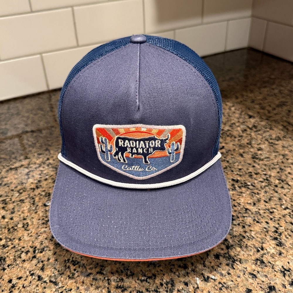Radiator Ranch Cattle Co. Dale Brisby Rope Trucker Hat Snapback Blue